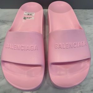 balenciaga mono logo platform pool slides
